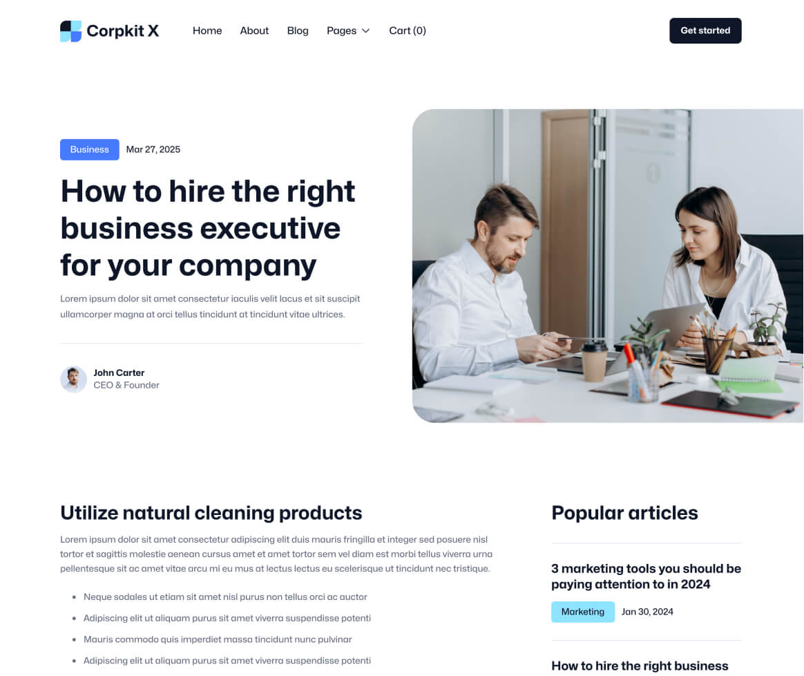 Corpkit X - Blog Post Page - Consulting Firm Webflow Template