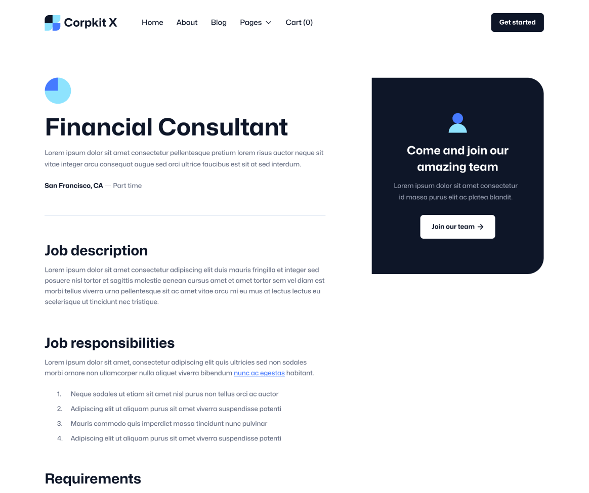 Corpkit X - Career Single Page - Consulting Firm Webflow Template