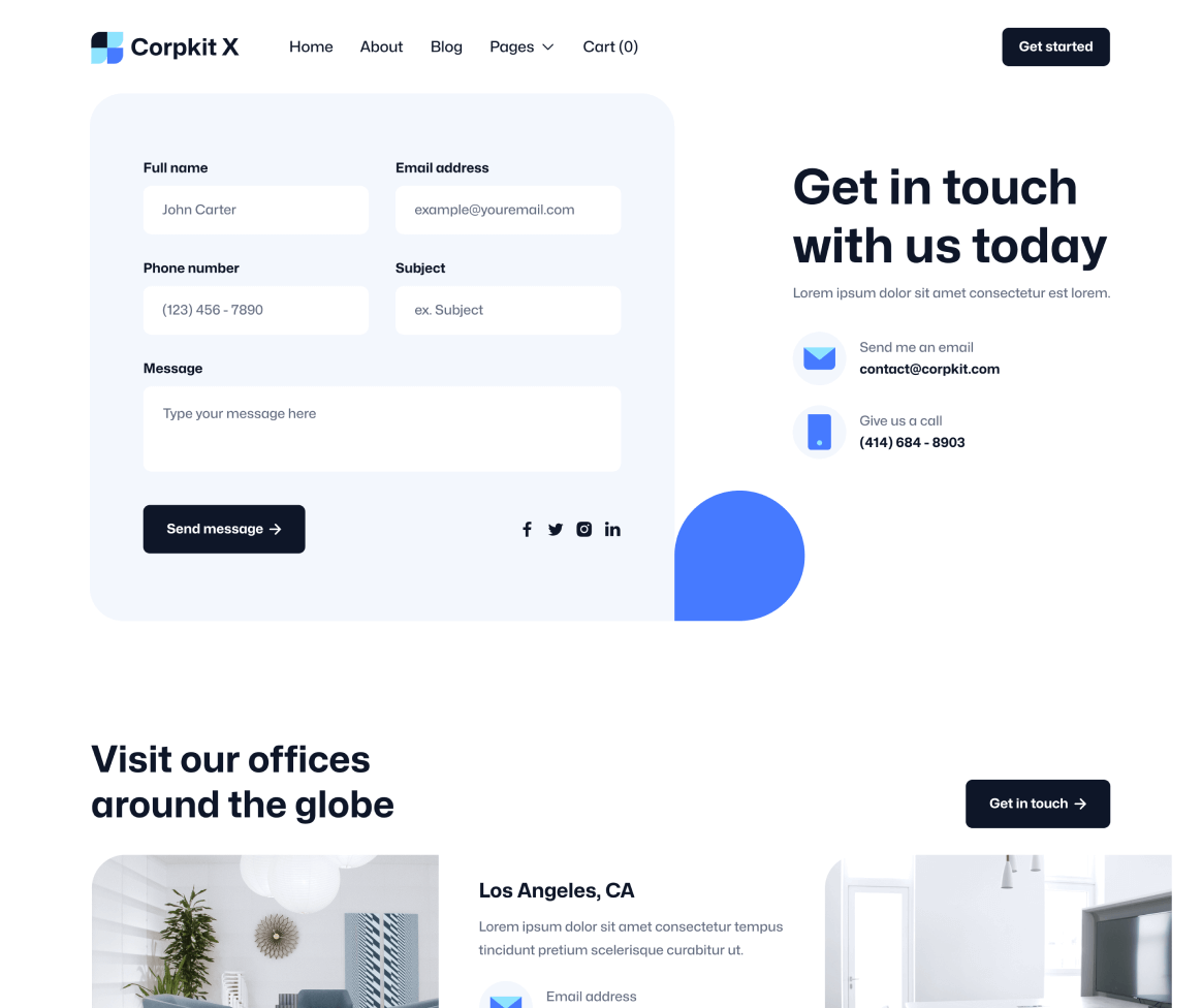 Corpkit X - Contact V1 Page - Consulting Firm Webflow Template