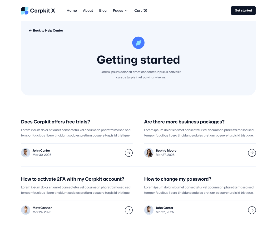 Corpkit X - Help Center Category - Page Consulting Firm Webflow Template