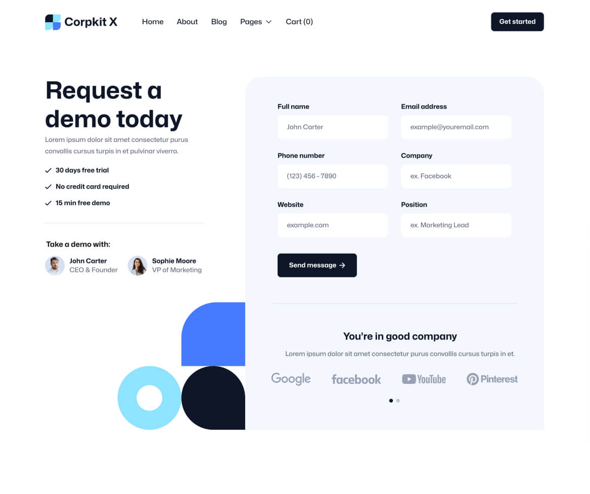 Corpkit X - Request A Demo Page - Consulting Firm Webflow Template